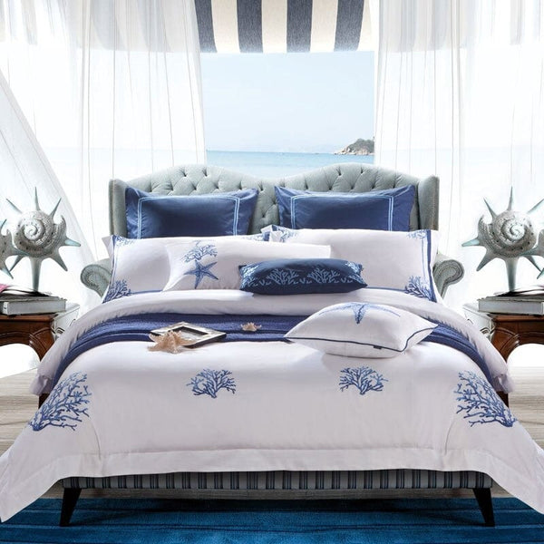 Parure De Lit Sleepdown Rayures Bleu Marine/blanc - Taille King - Housse De Couette + 2 Taies - Polycoton Réversible